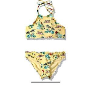 Hobie Girls Yellow Hawaiian Halter Two Piece, Little Girl’s 7. NWT. Kawaii